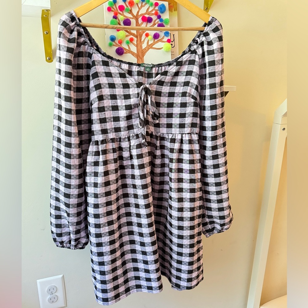 Wild Fable Black and light lilac Checkered womans Dress